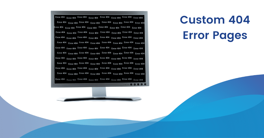 A computer monitor filled with "Error 404" page not found messages.