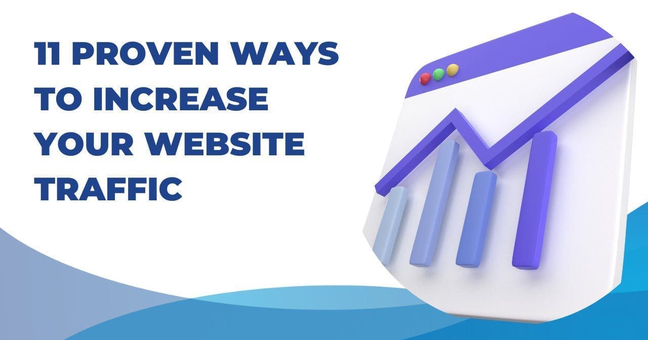 Image of a website browser with a bar graph representing website traffic growth.